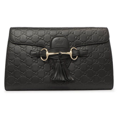 Exclusive Gucci Black Microguccissima Medium Emily Chain Shoulder Bag — Side View