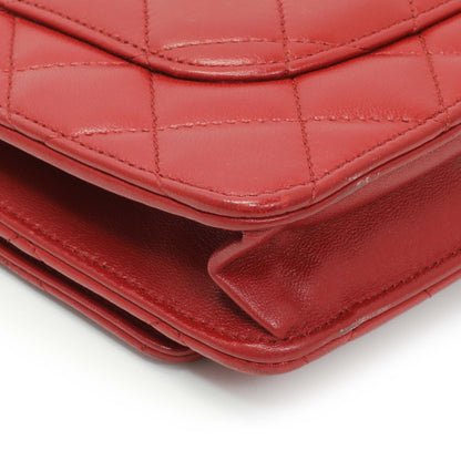 Exclusive Chanel Red Quilted Calfskin Classic Wallet On Chain — Lifestyle View