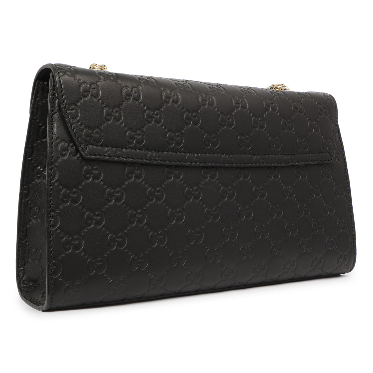 Exclusive Gucci Black Microguccissima Medium Emily Chain Shoulder Bag — Back View