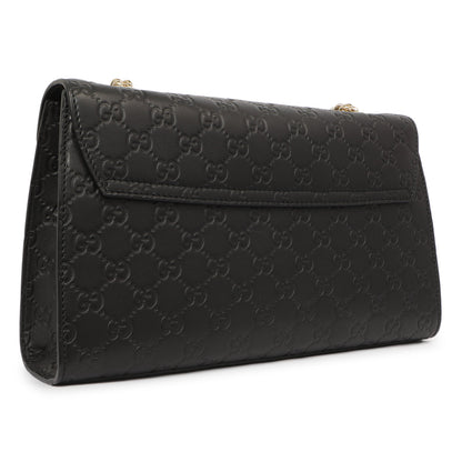Exclusive Gucci Black Microguccissima Medium Emily Chain Shoulder Bag — Back View