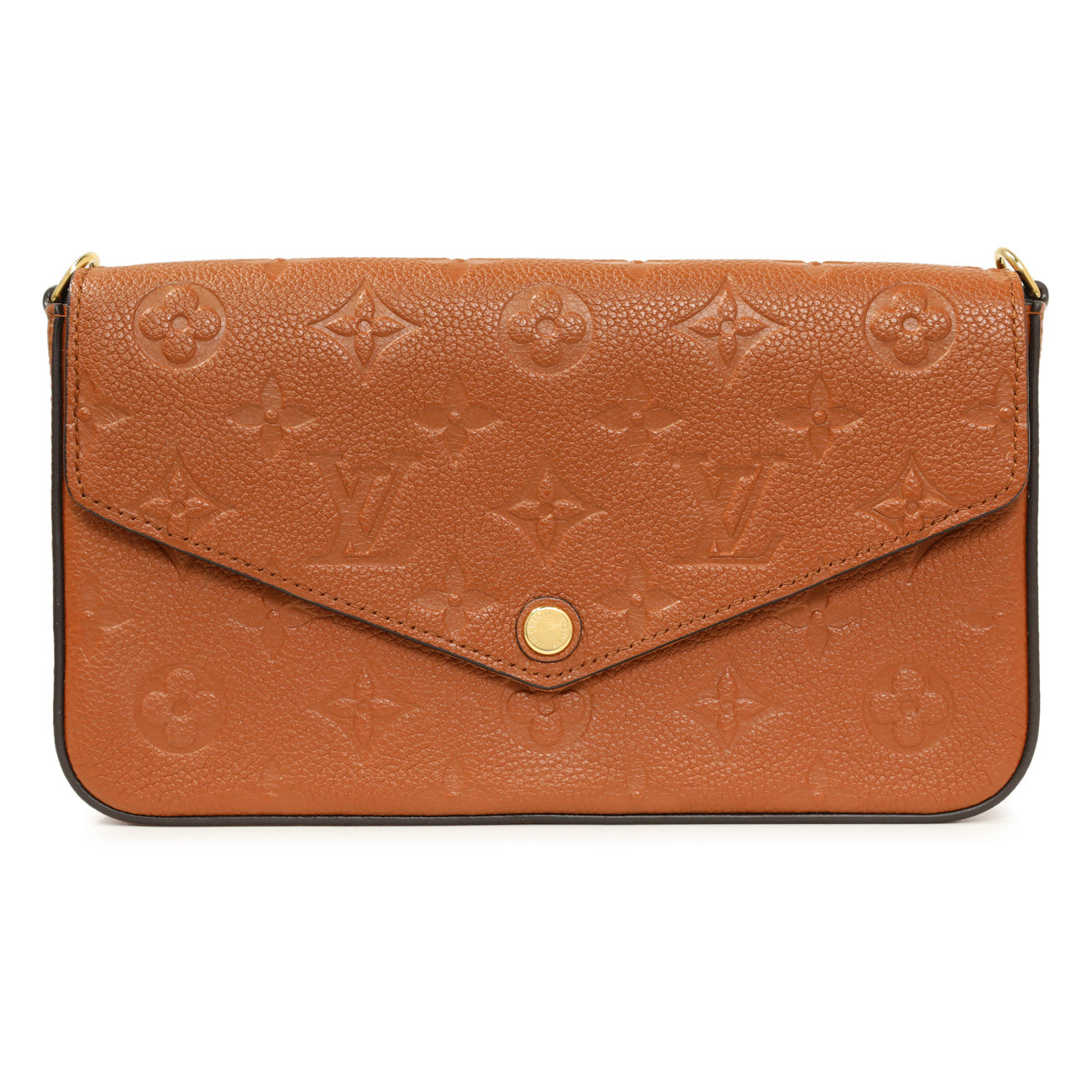 Exclusive Louis Vuitton Cognac Empreinte Pochette Felicie Chain Wallet — Side View