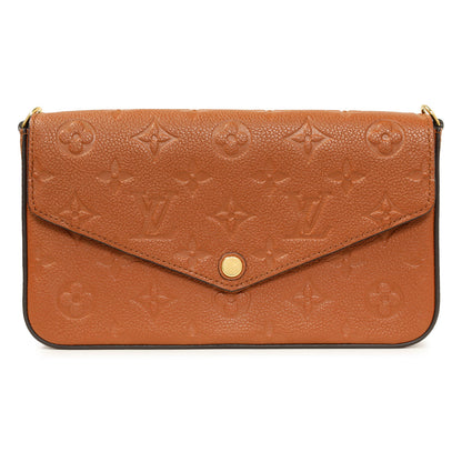 Exclusive Louis Vuitton Cognac Empreinte Pochette Felicie Chain Wallet — Side View