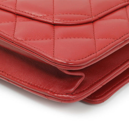 Exclusive Chanel Red Quilted Calfskin Classic Wallet On Chain — Alternate View 7