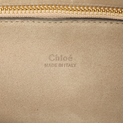 Exclusive Chloe Grey Calfskin Suede Medium Faye Shoulder Bag — Detail View