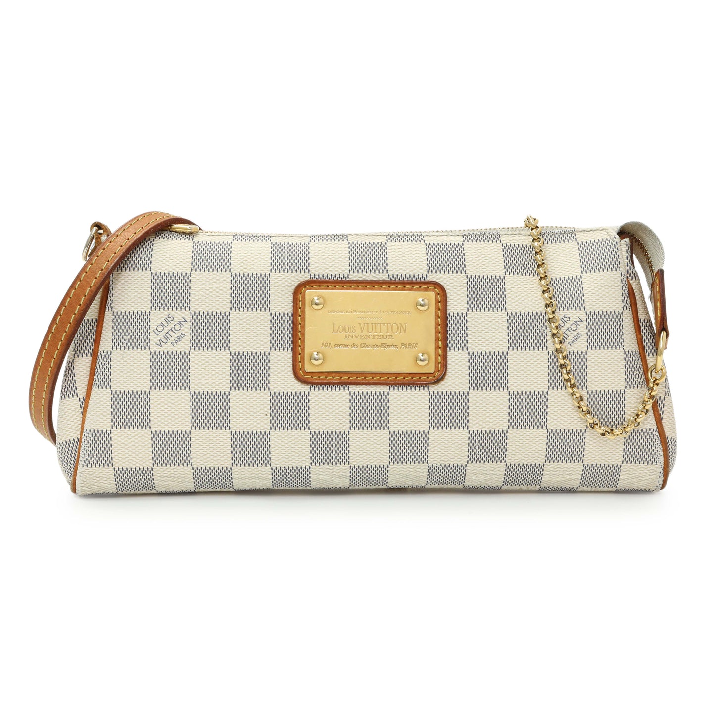 Exclusive Louis Vuitton Damier Azur Eva Clutch — Front View