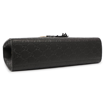 Exclusive Gucci Black Microguccissima Medium Emily Chain Shoulder Bag — Top View