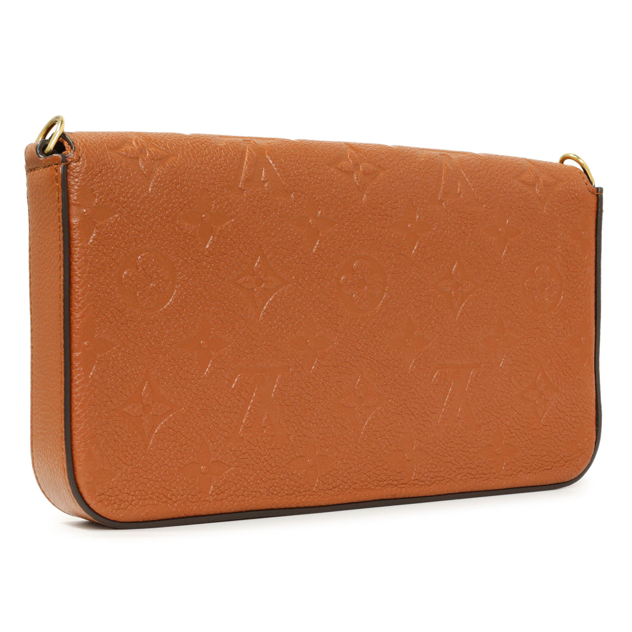 Exclusive Louis Vuitton Cognac Empreinte Pochette Felicie Chain Wallet — Back View