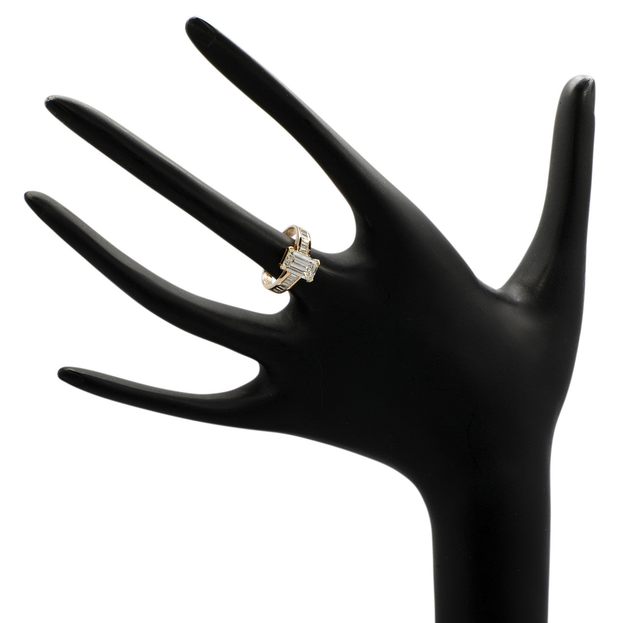 Exclusive 14K Yellow Gold 1.85 Carat Emerald Diamond Ring — 4.5 — Top View