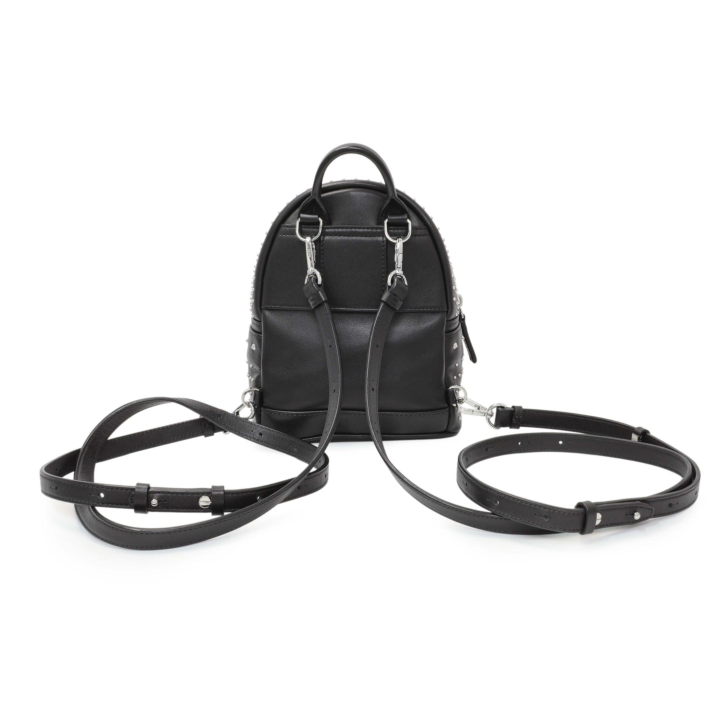 Exclusive MCM Black Metallic Calfskin Stud X-Mini Stark Bebe Boo Backpack — Side View
