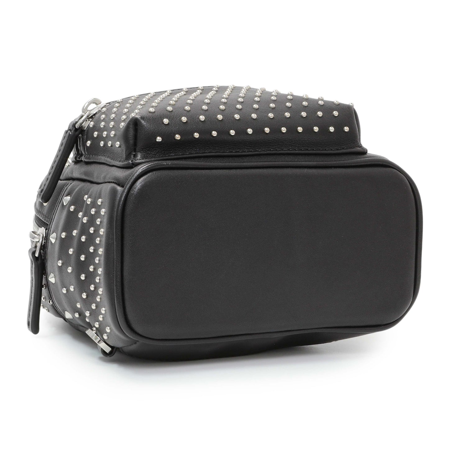 Exclusive MCM Black Metallic Calfskin Stud X-Mini Stark Bebe Boo Backpack — Back View