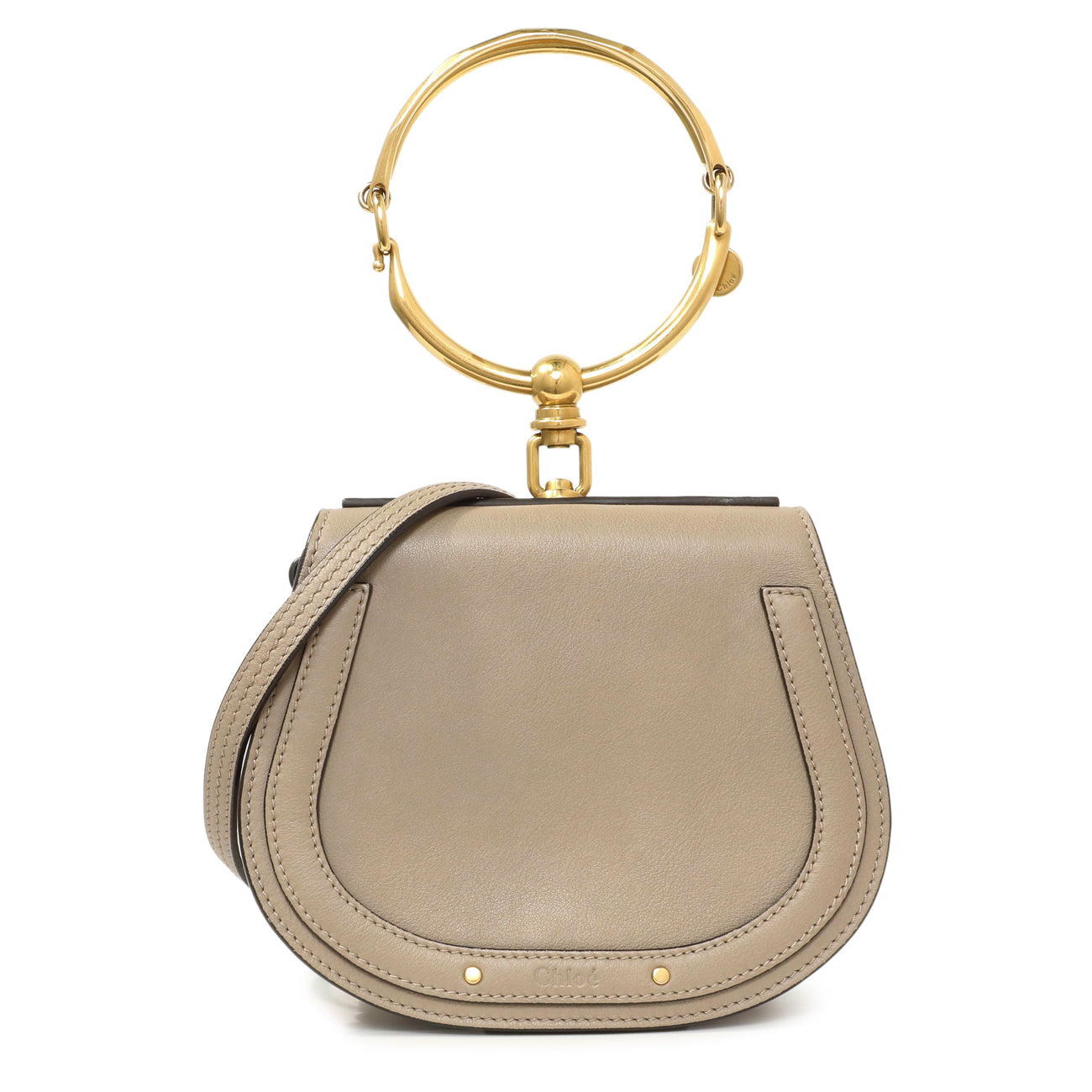 Exclusive Chloe Motty Grey Calfskin Small Nile Bracelet Bag — Front View