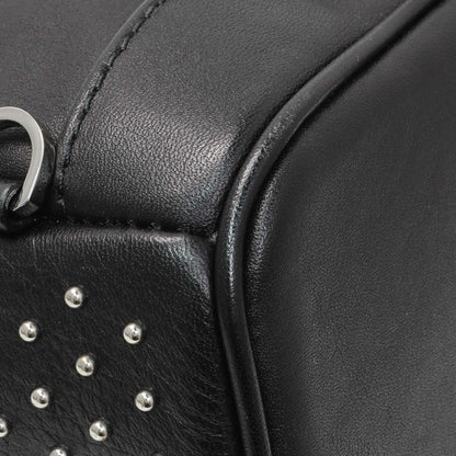 Exclusive MCM Black Metallic Calfskin Stud X-Mini Stark Bebe Boo Backpack — Lifestyle View