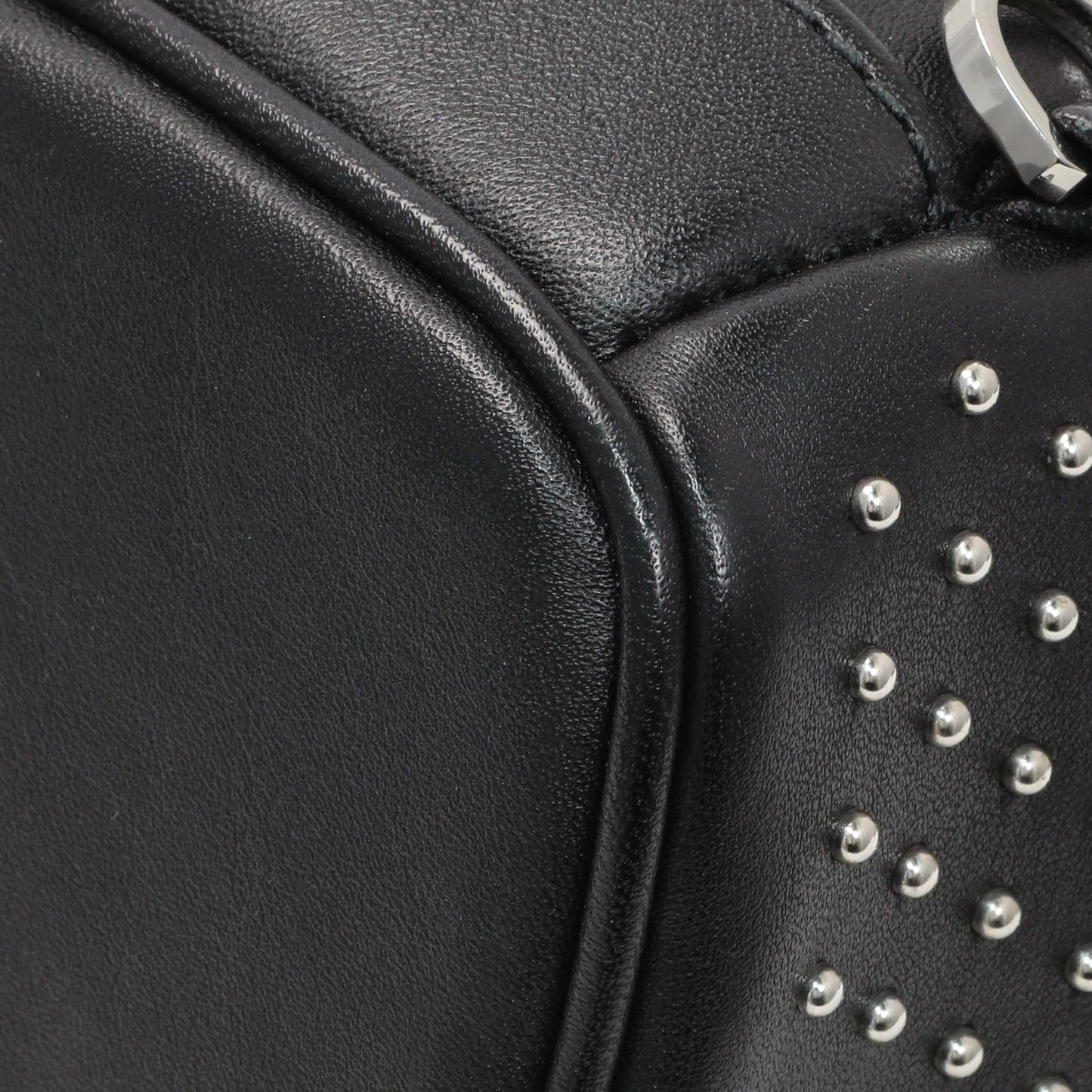 Exclusive MCM Black Metallic Calfskin Stud X-Mini Stark Bebe Boo Backpack — Alternate View 7