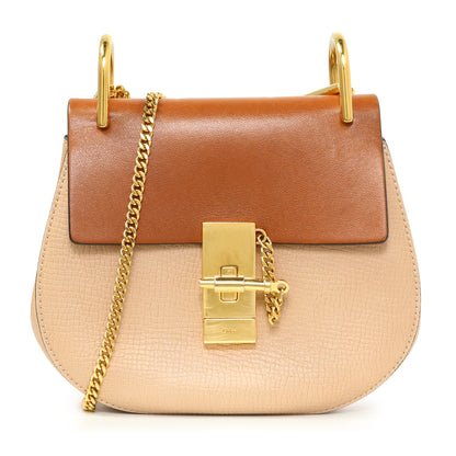 Exclusive Chloe Beige Caramel Grained Calfskin Mini Drew Shoulder Bag — Front View