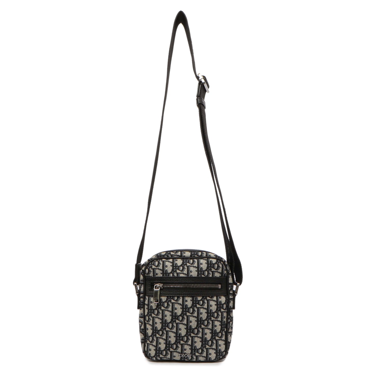 Exclusive Christian Dior Blue Oblique Messenger Pouch — Front View