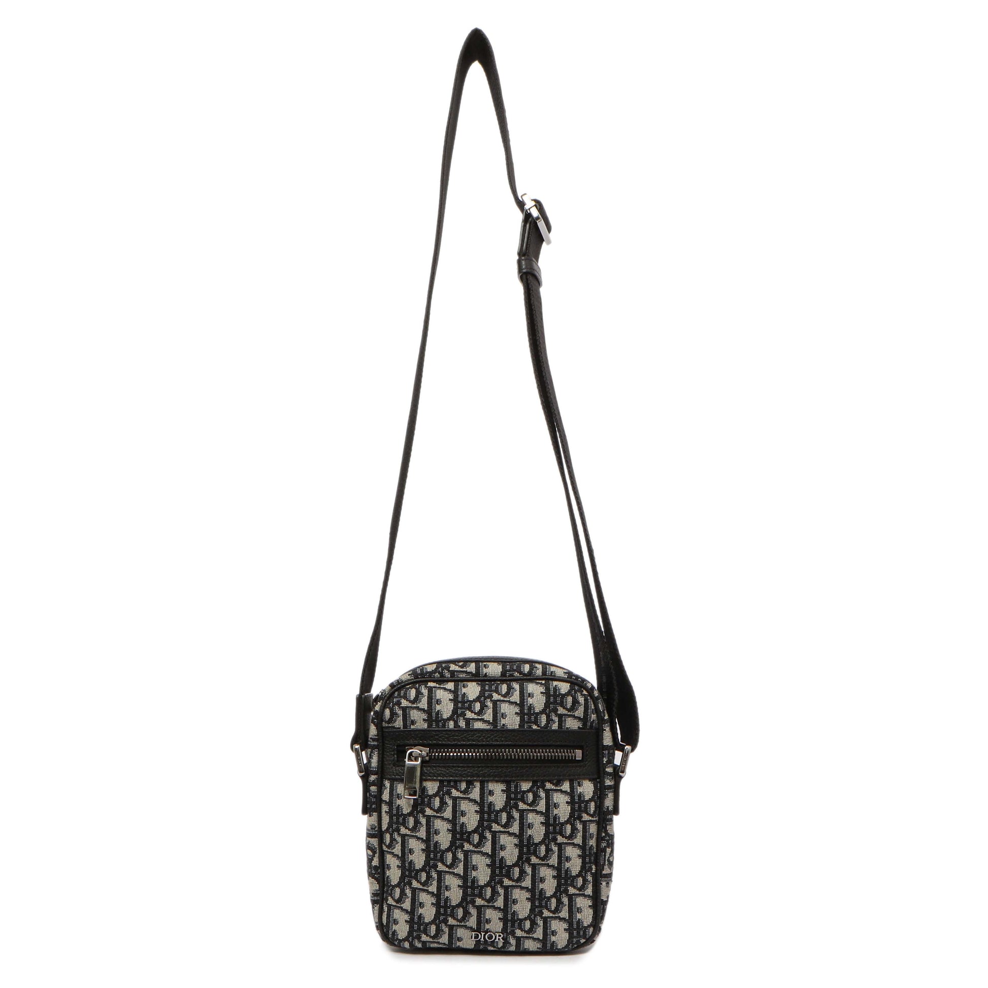 Exclusive Christian Dior Blue Oblique Messenger Pouch — Front View