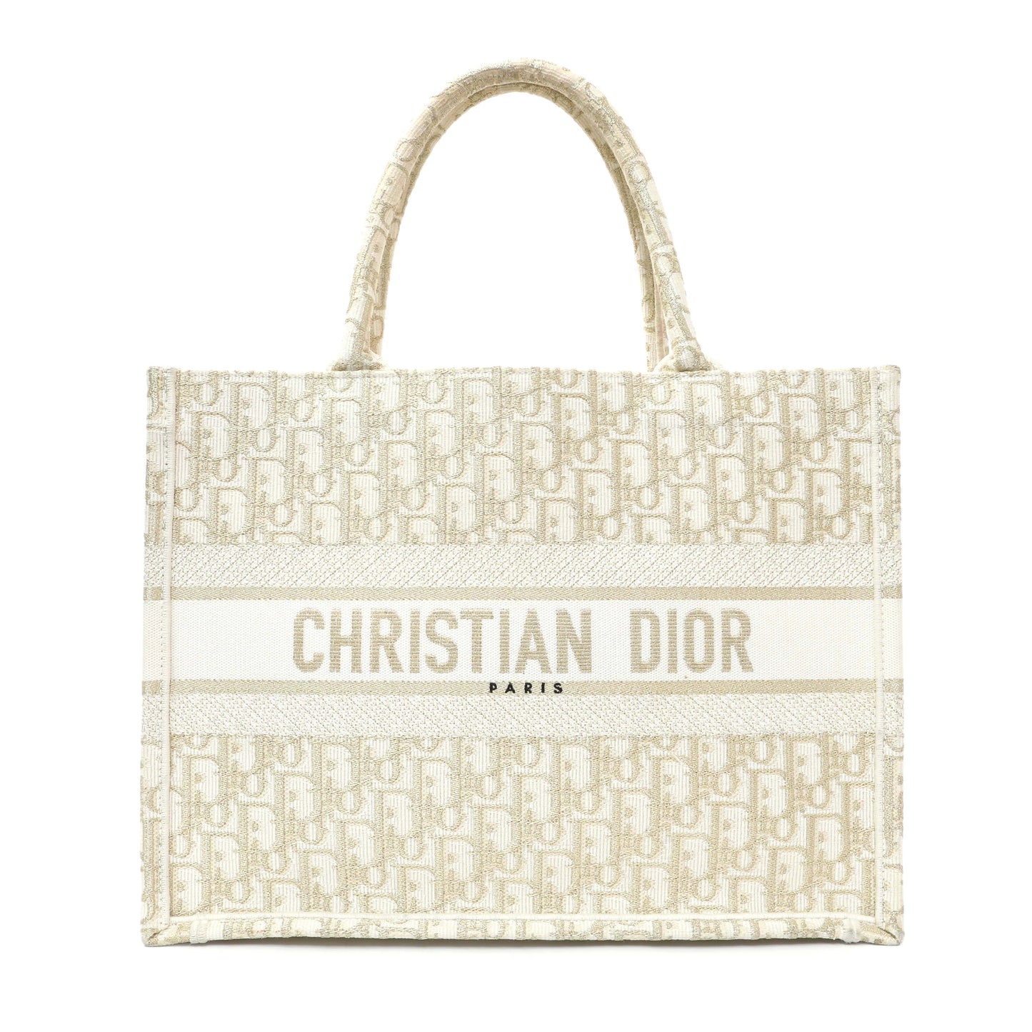 Exclusive Christian Dior Gold Oblique Medium Book Tote — Front View
