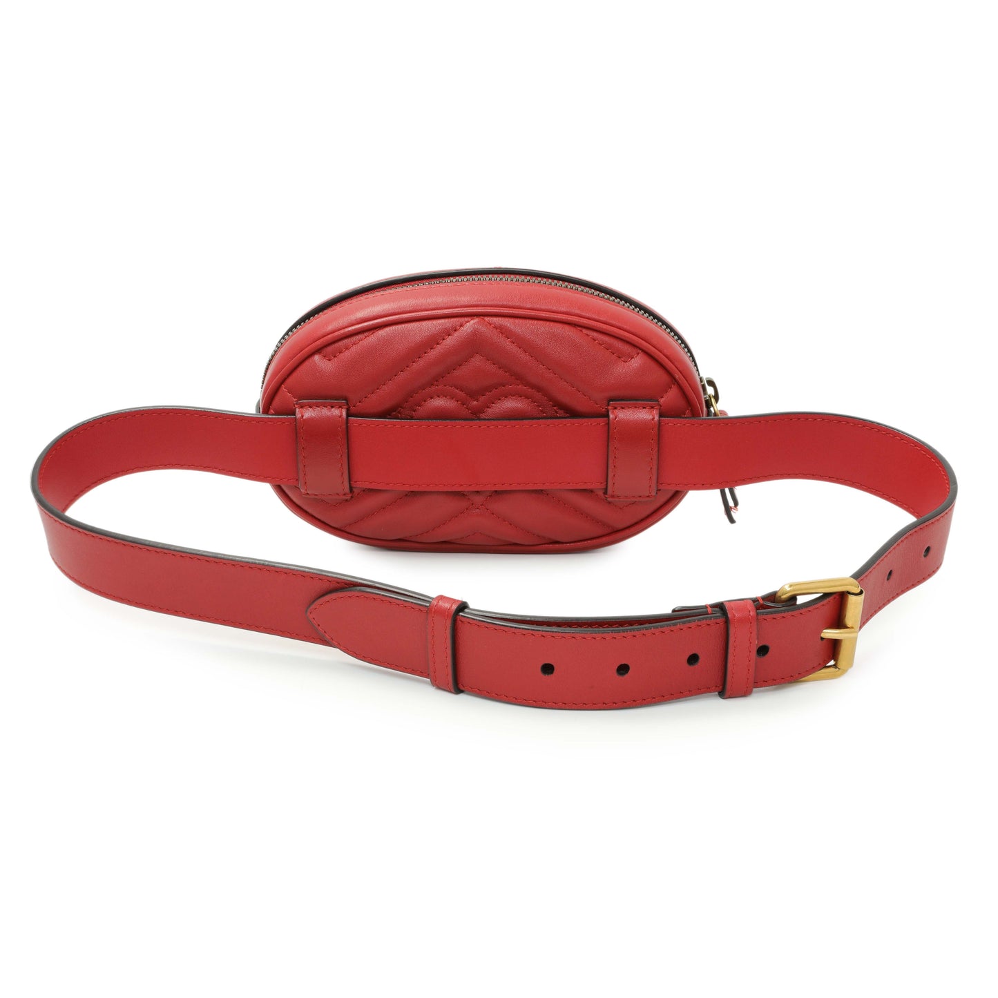 Exclusive Gucci Red Calfskin Matelasse GG Marmont Belt Bag — Side View