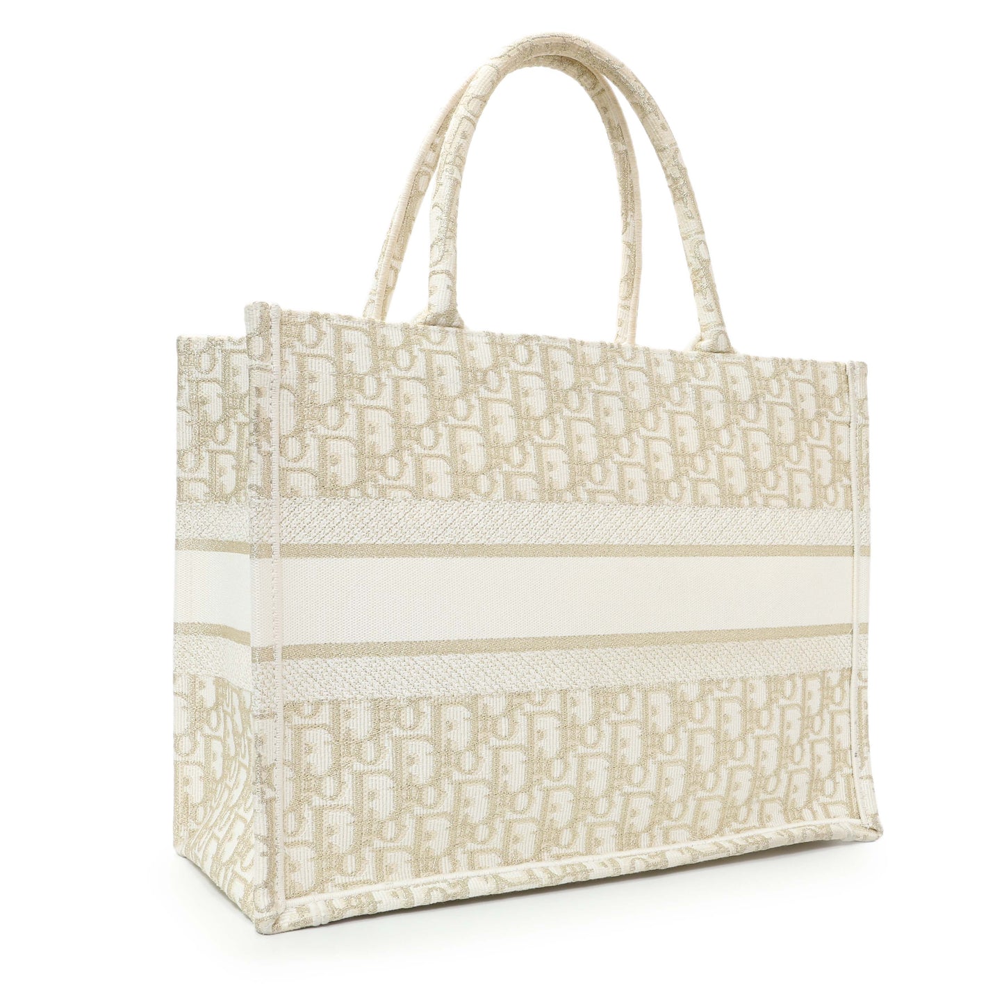 Exclusive Christian Dior Gold Oblique Medium Book Tote — Side View