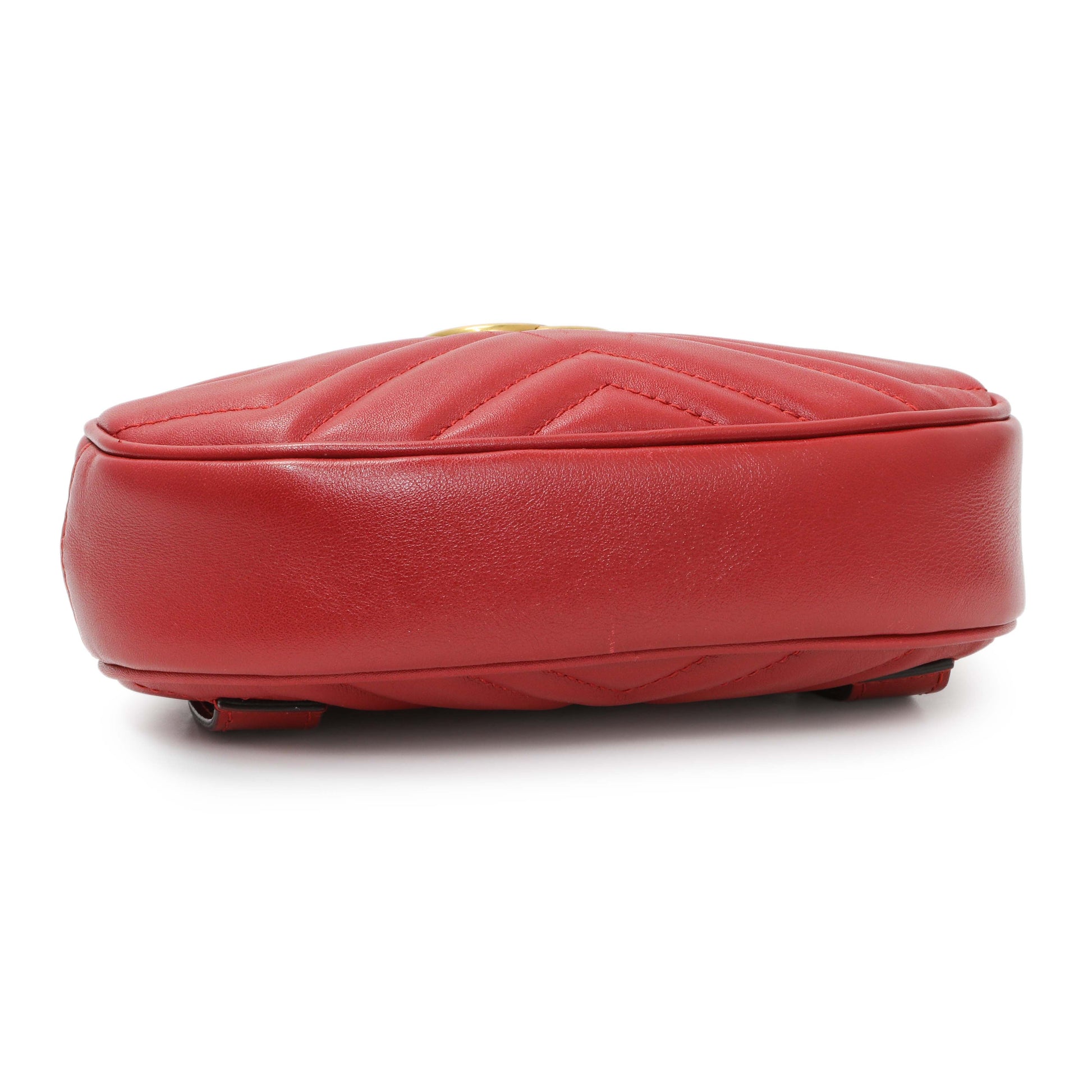 Exclusive Gucci Red Calfskin Matelasse GG Marmont Belt Bag — Back View