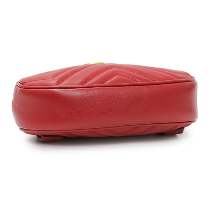 Exclusive Gucci Red Calfskin Matelasse GG Marmont Belt Bag — Back View