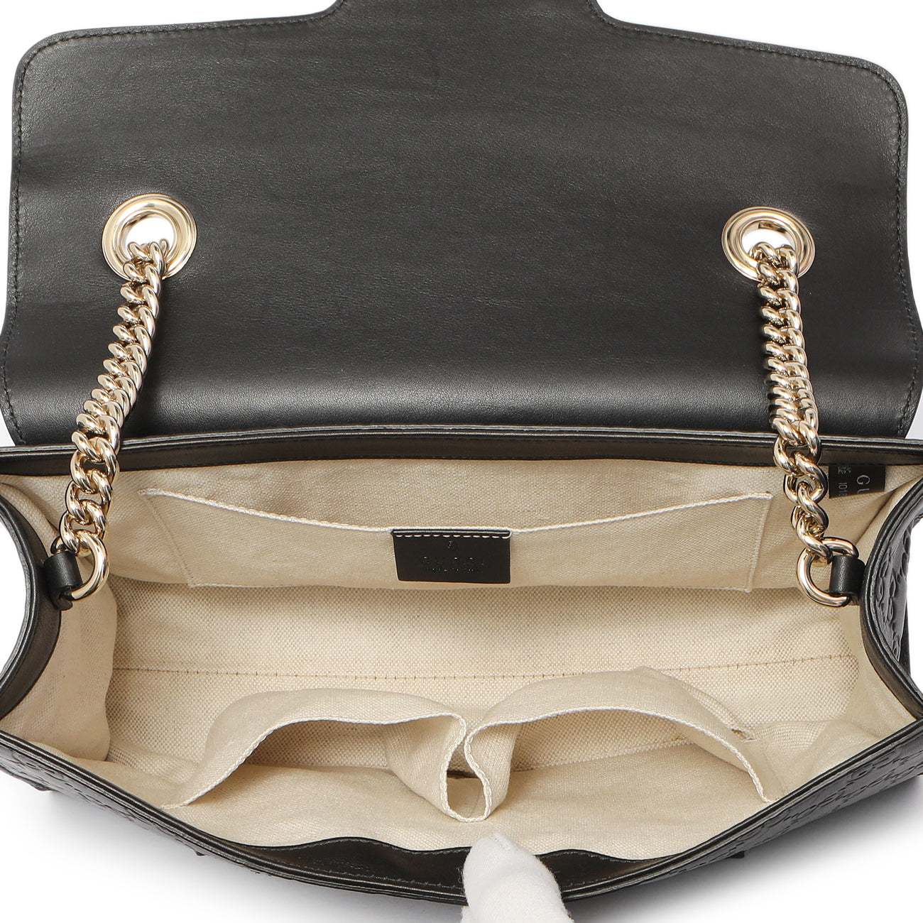 Exclusive Gucci Black Microguccissima Medium Emily Chain Shoulder Bag — Detail View