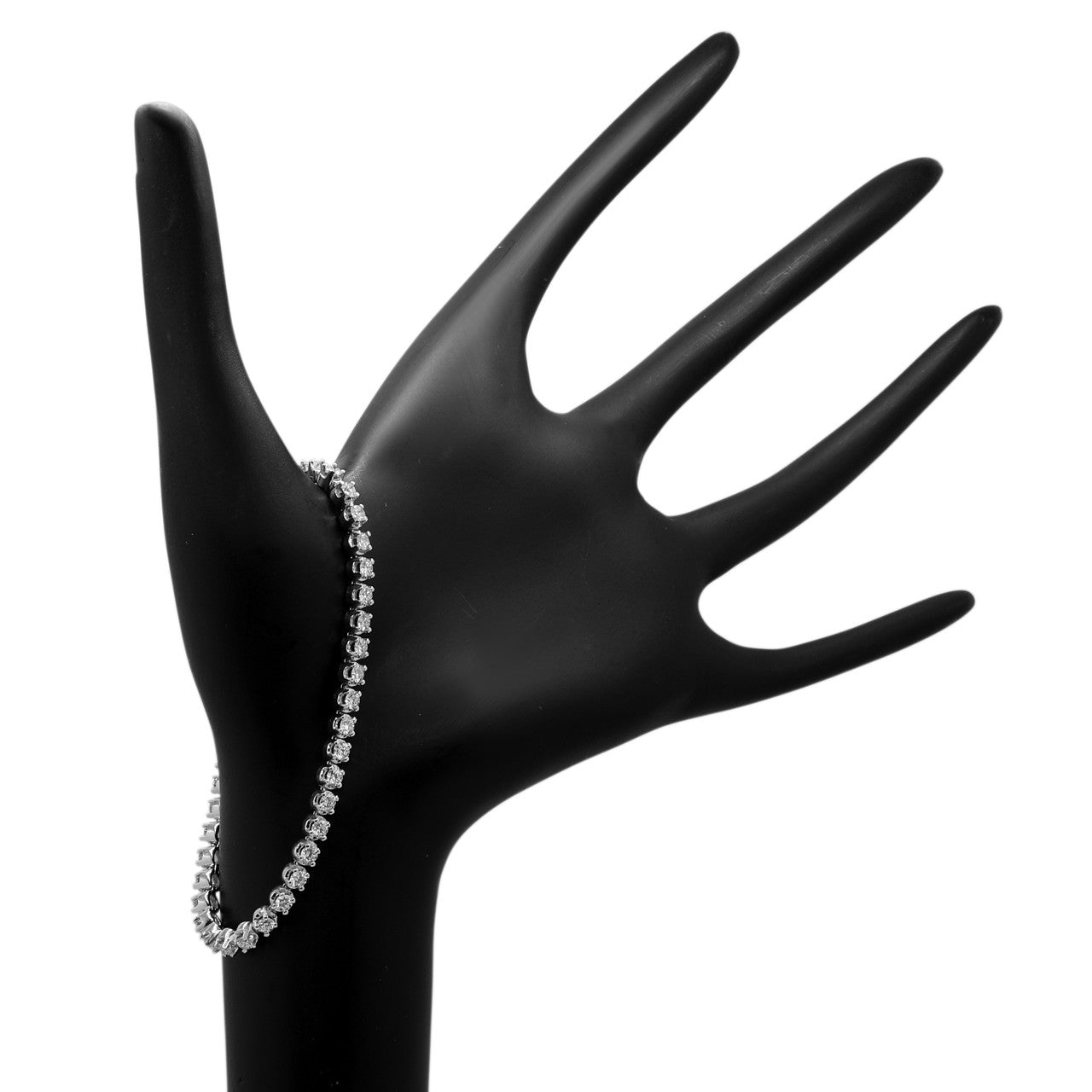 Exclusive 18K White Gold 3.50 Carat Diamond Tennis Bracelet — Side View