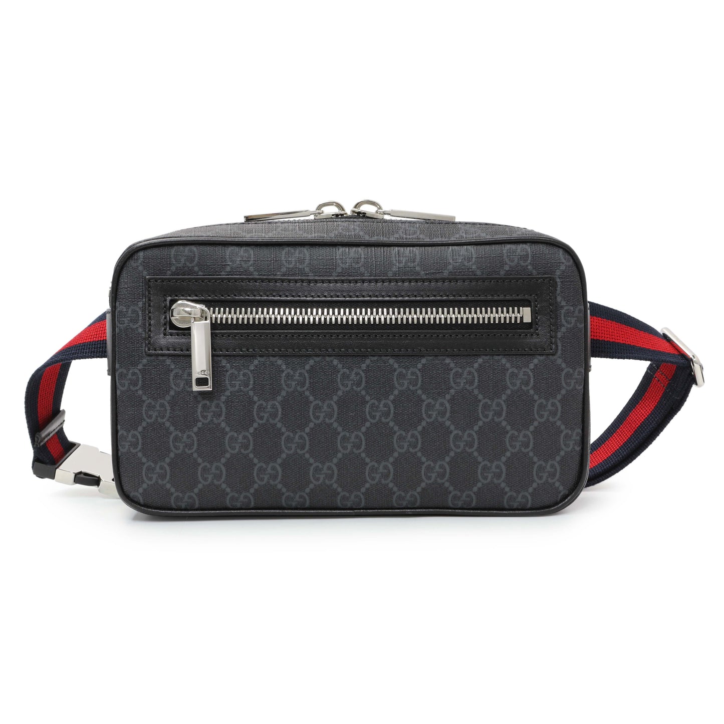 Exclusive Gucci GG Supreme Monogram Web Belt Bag — Front View