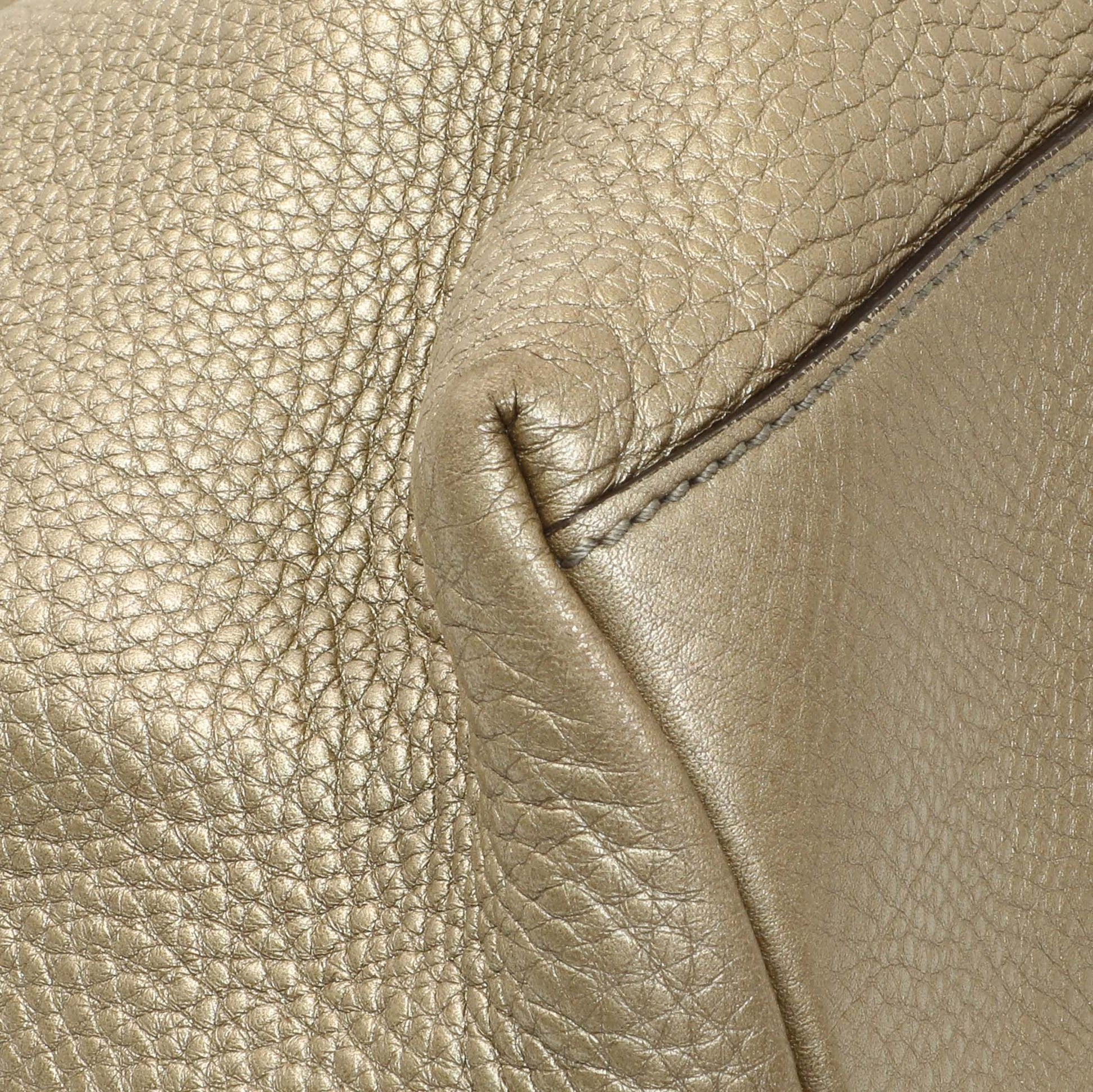 Exclusive Gucci Gold Pebbled Calfskin Medium Soho Chain Shoulder Bag — Top View