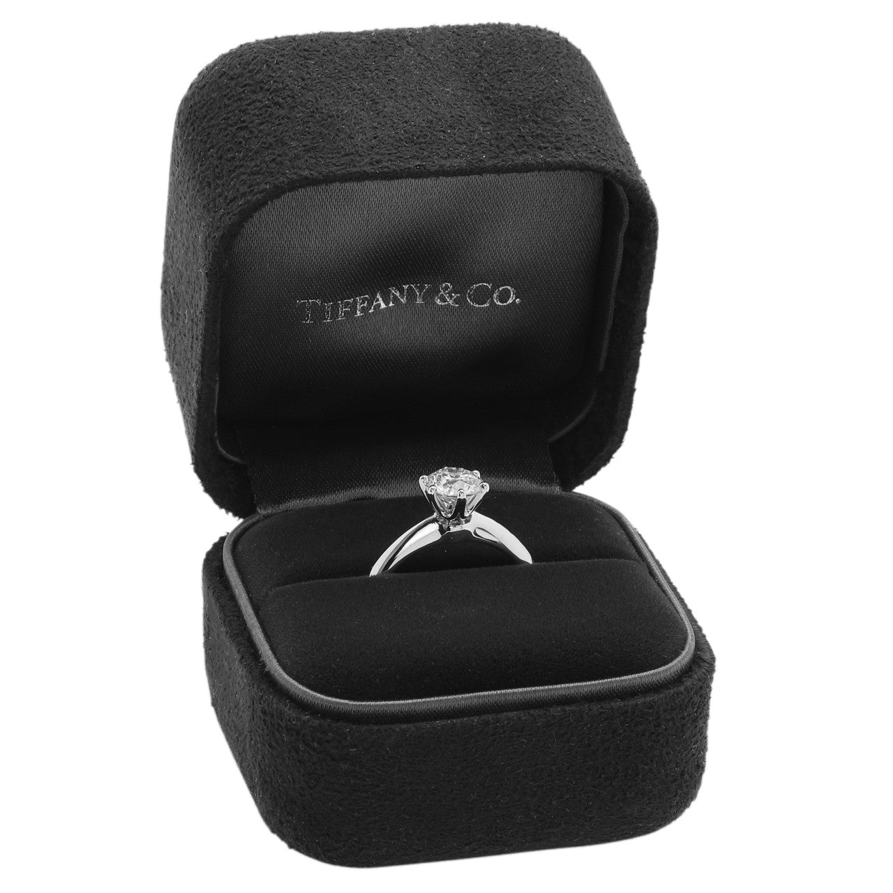 Exclusive Tiffany & Co. Platinum 1.02 Carat Diamond Engagement Ring — Detail View