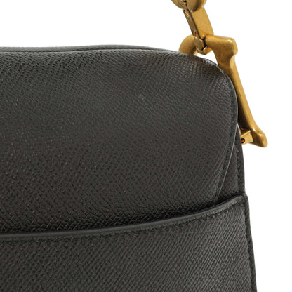Exclusive Christian Dior Black Grained Calfskin Saddle Bag — Alternate View 7