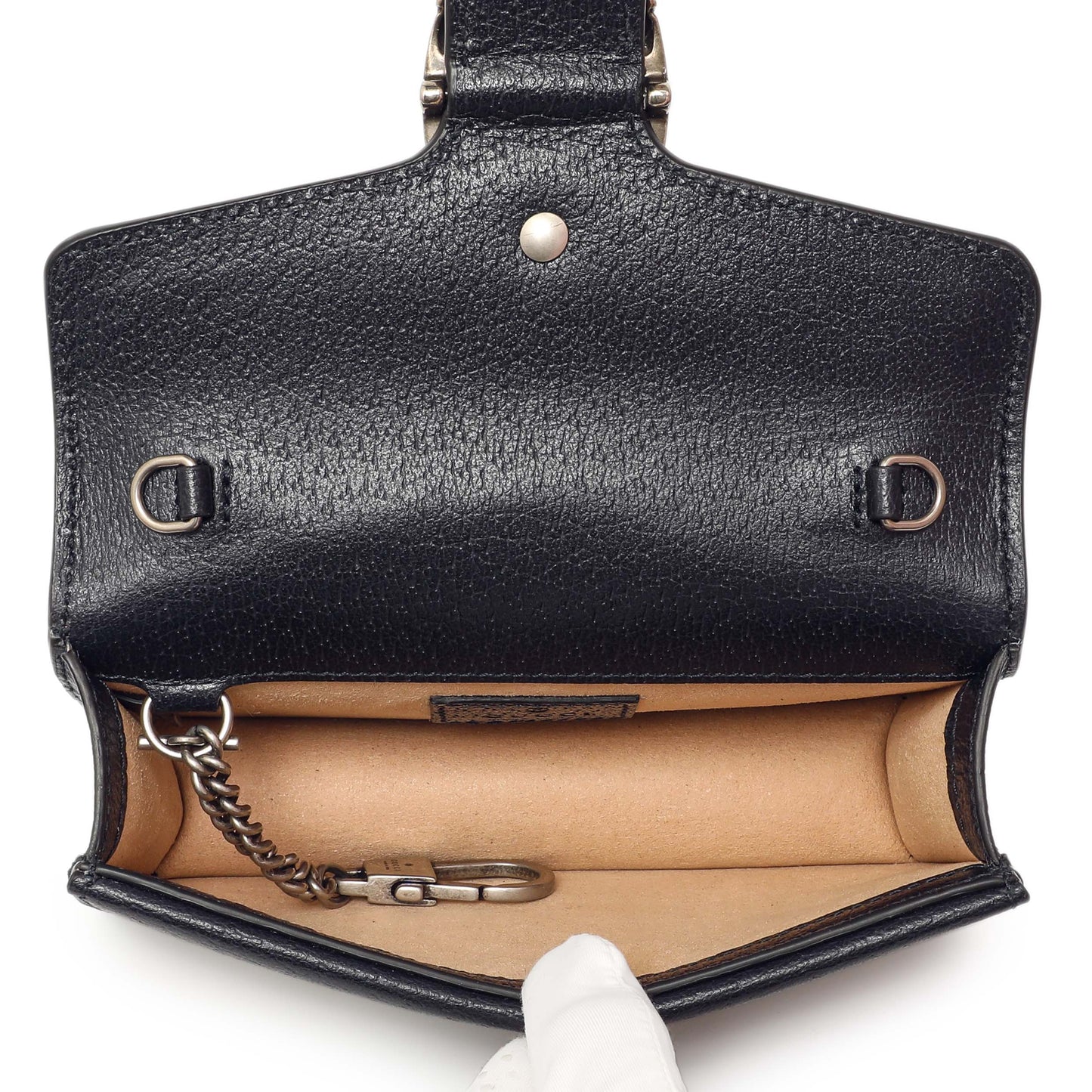 Exclusive Gucci Beige Blue GG Supreme Monogram Super Mini Dionysus — Detail View