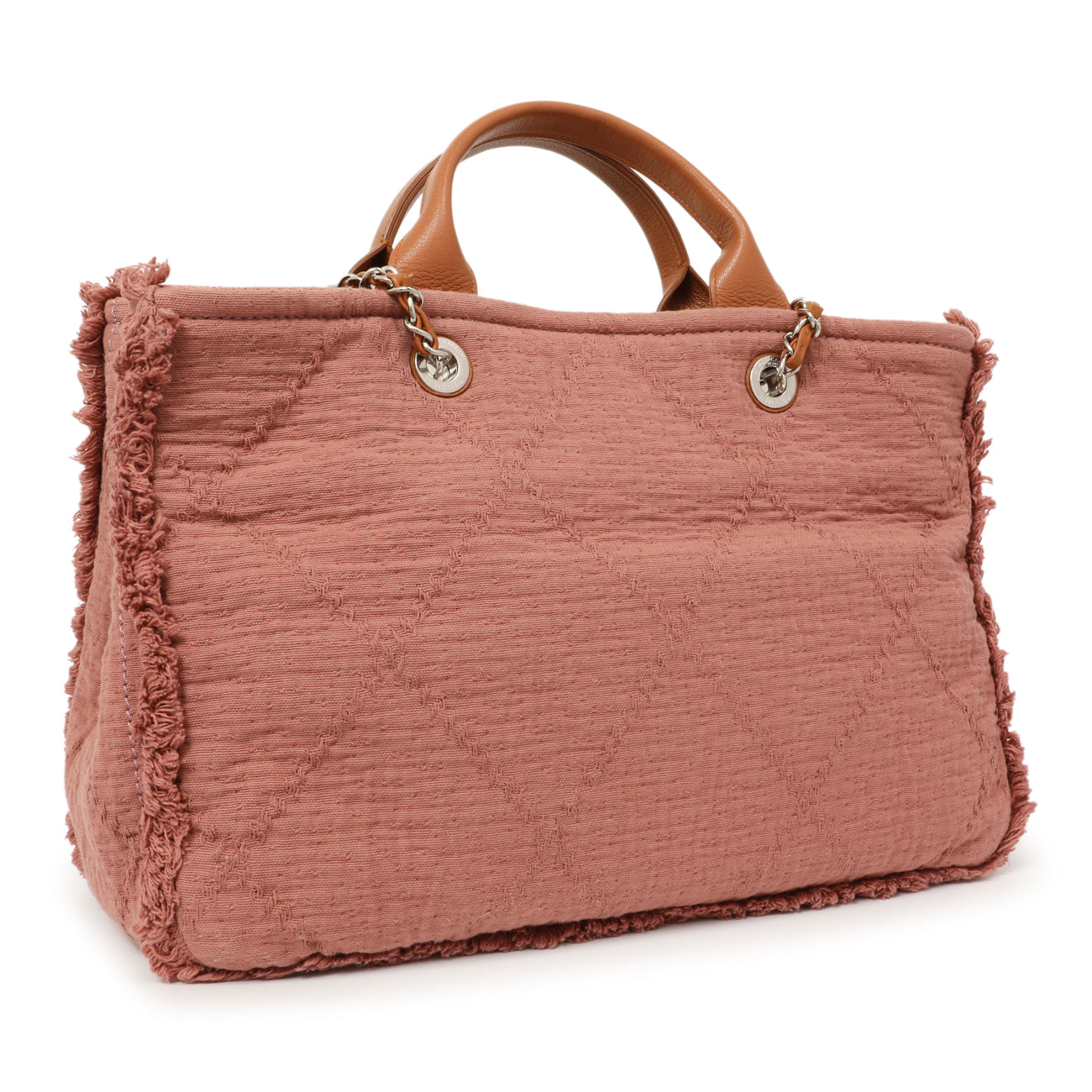 Exclusive Chanel Pink Canvas Double Face Tote — Side View