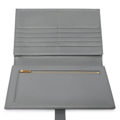Exclusive Celine Grey Grained Calfskin Large Multifunction Strap Wallet — Top View