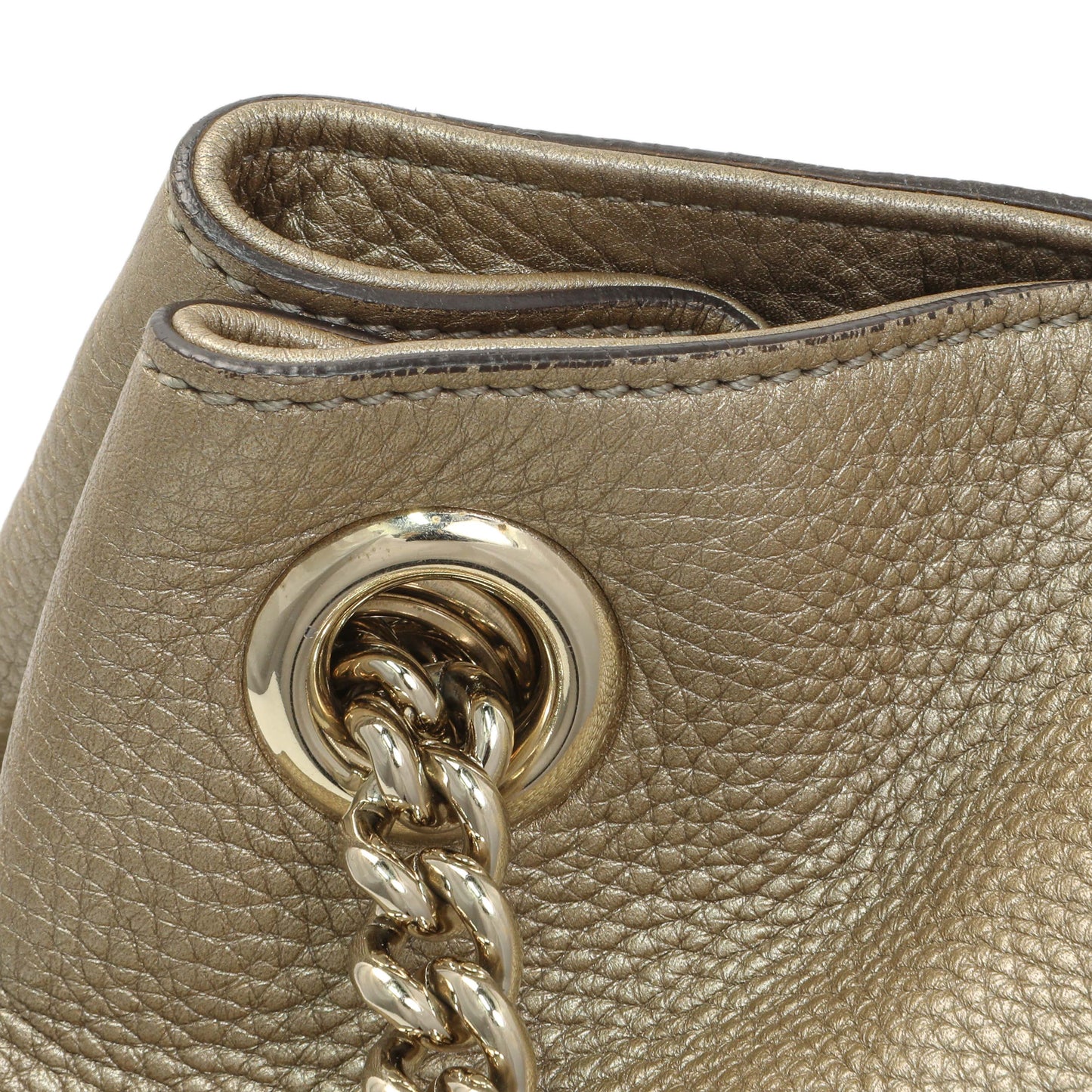 Exclusive Gucci Gold Pebbled Calfskin Medium Soho Chain Shoulder Bag — Alternate View 11