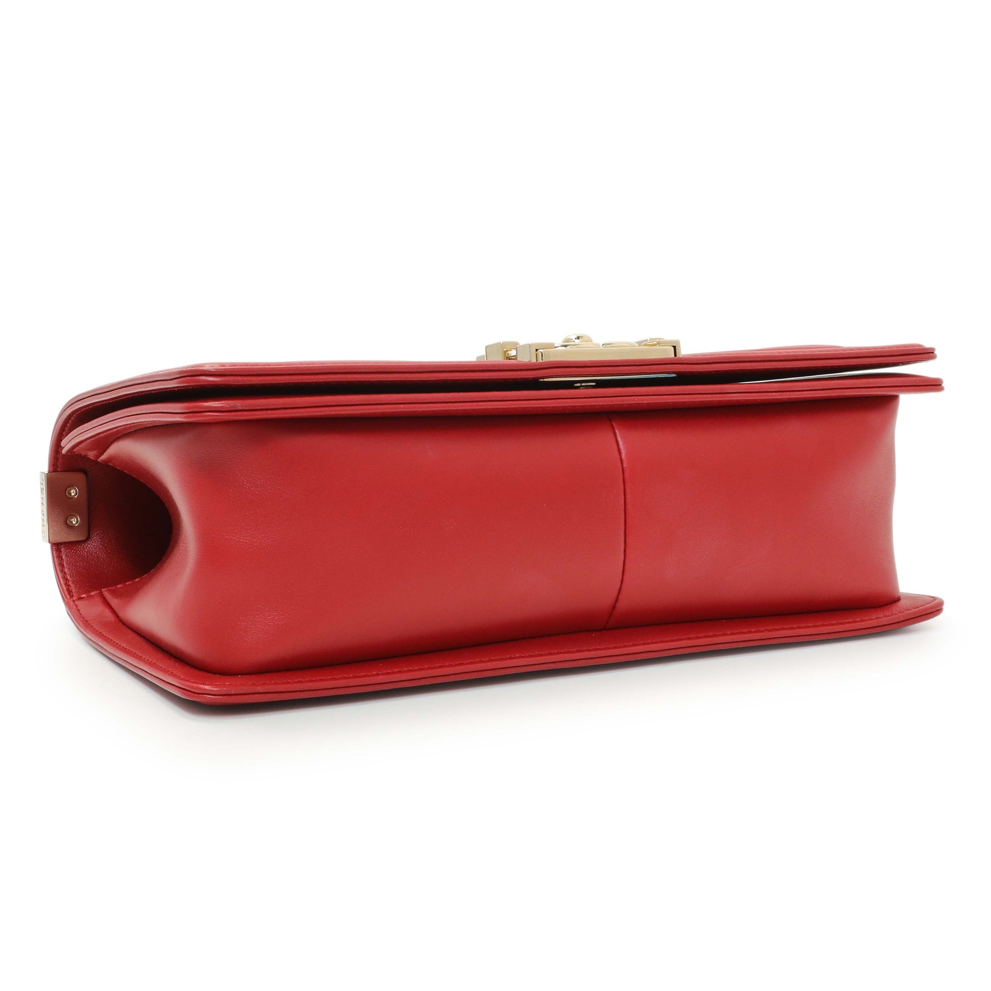 Exclusive Chanel Red Chevron Quilted Lambskin Medium Boy Flap — Top View