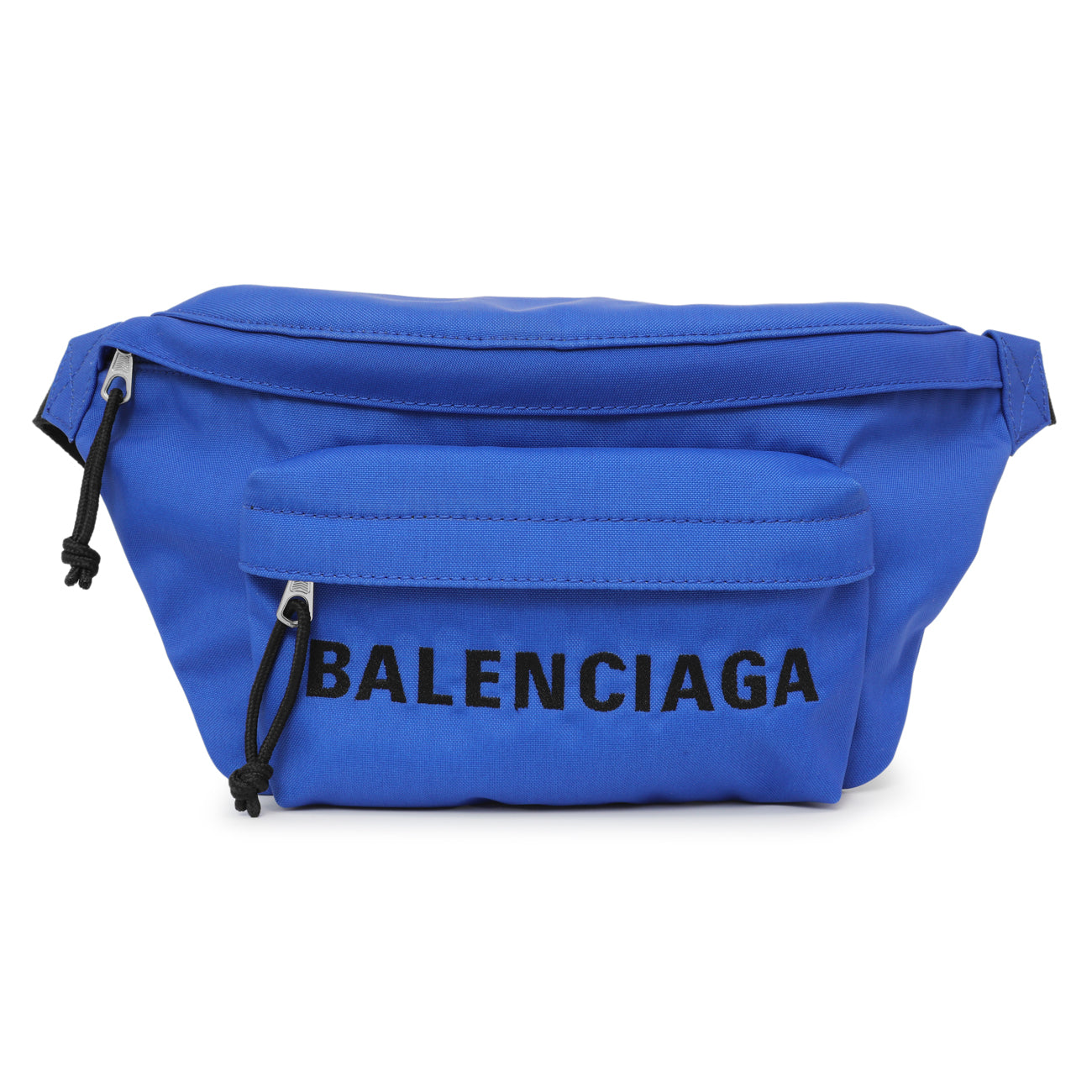 Exclusive Balenciaga Electric Blue Sport Nylon Logo Wheel Belt Bag — Front View