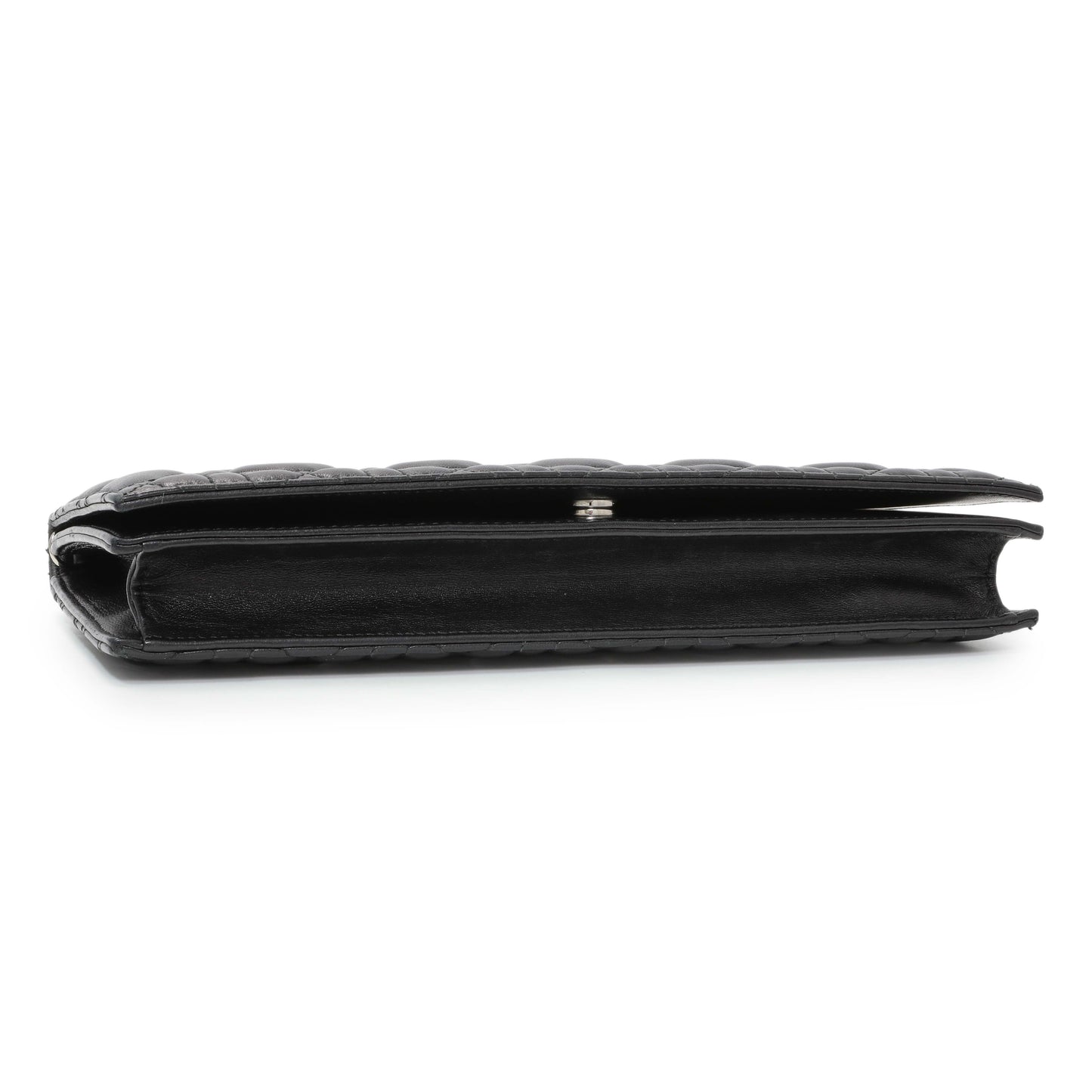 Exclusive Christian Dior Black Lambskin Cannage Lady Dior Convertible Clutch — Back View