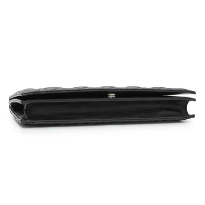 Exclusive Christian Dior Black Lambskin Cannage Lady Dior Convertible Clutch — Back View