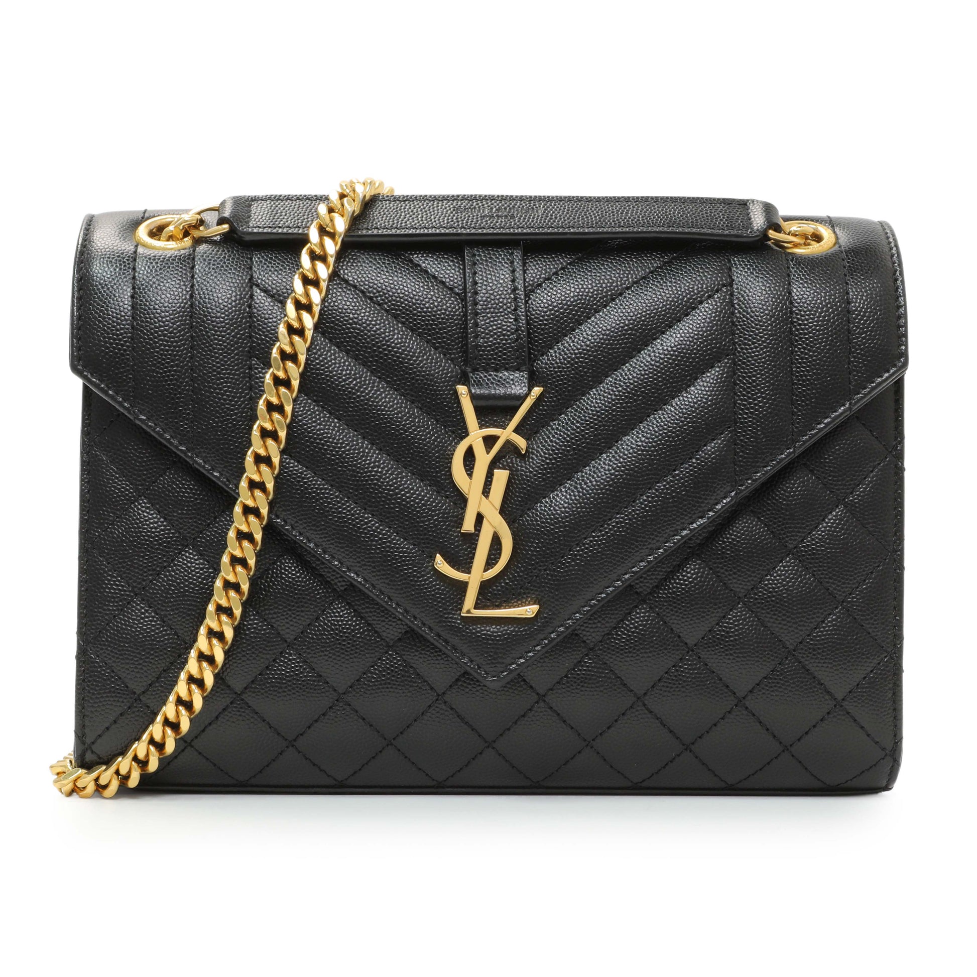 Exclusive Saint Laurent Grain De Poudre Textured Mixed Matelasse Triquilt Medium Monogram Satchel — Front View