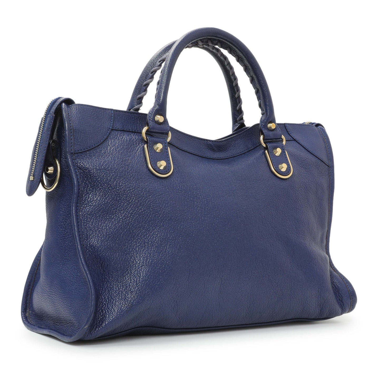 Exclusive Balenciaga Bleu Nuit Chevre Metallic Edge City — Side View