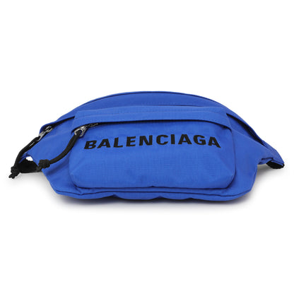 Exclusive Balenciaga Electric Blue Sport Nylon Logo Wheel Belt Bag — Back View