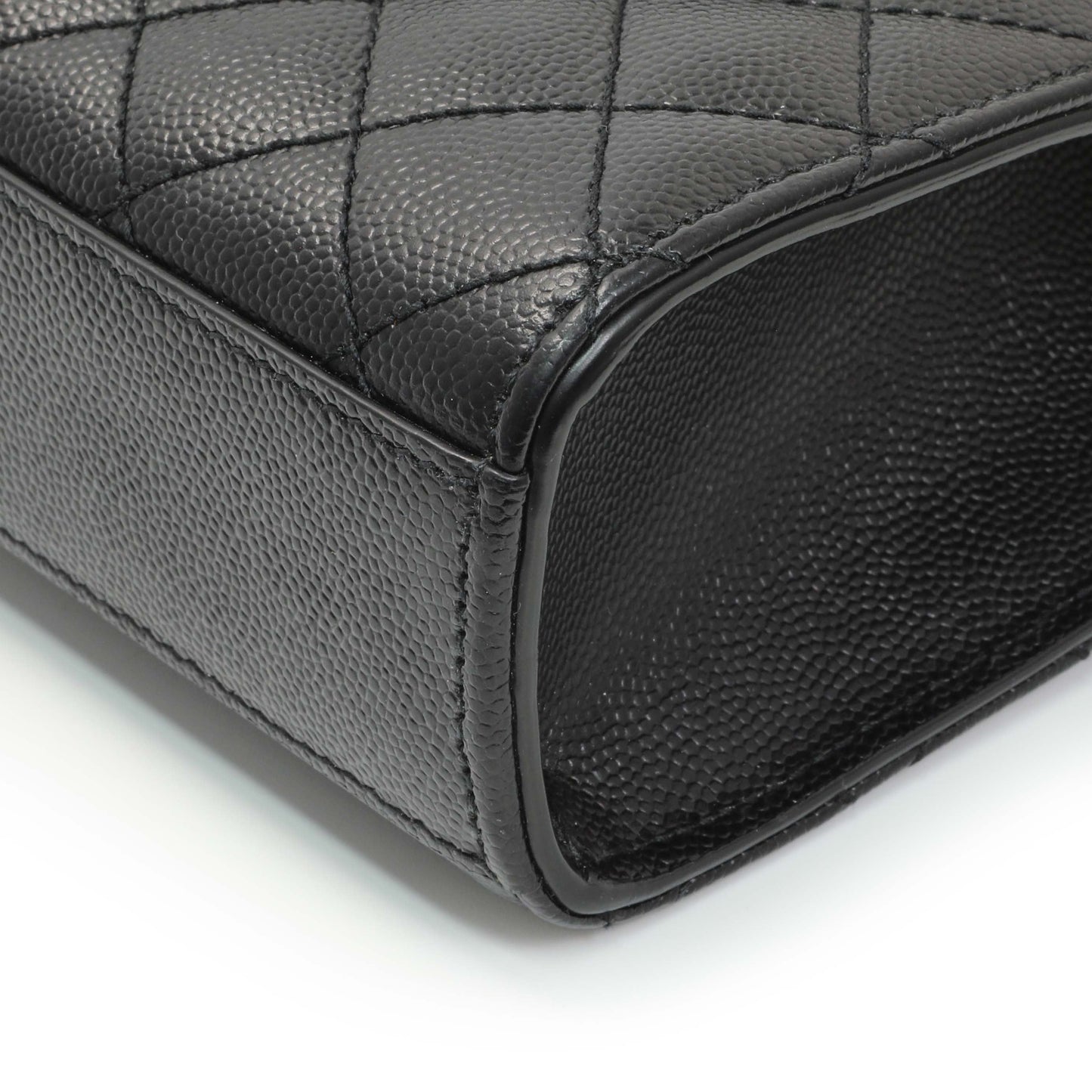 Exclusive Saint Laurent Grain De Poudre Textured Mixed Matelasse Triquilt Medium Monogram Satchel — Detail View