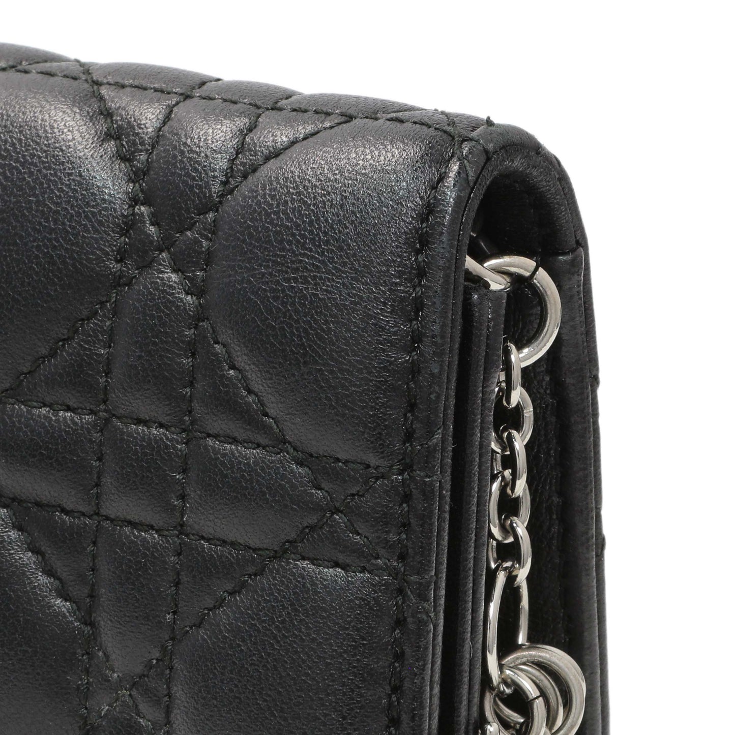 Exclusive Christian Dior Black Lambskin Cannage Lady Dior Convertible Clutch — Alternate View 11