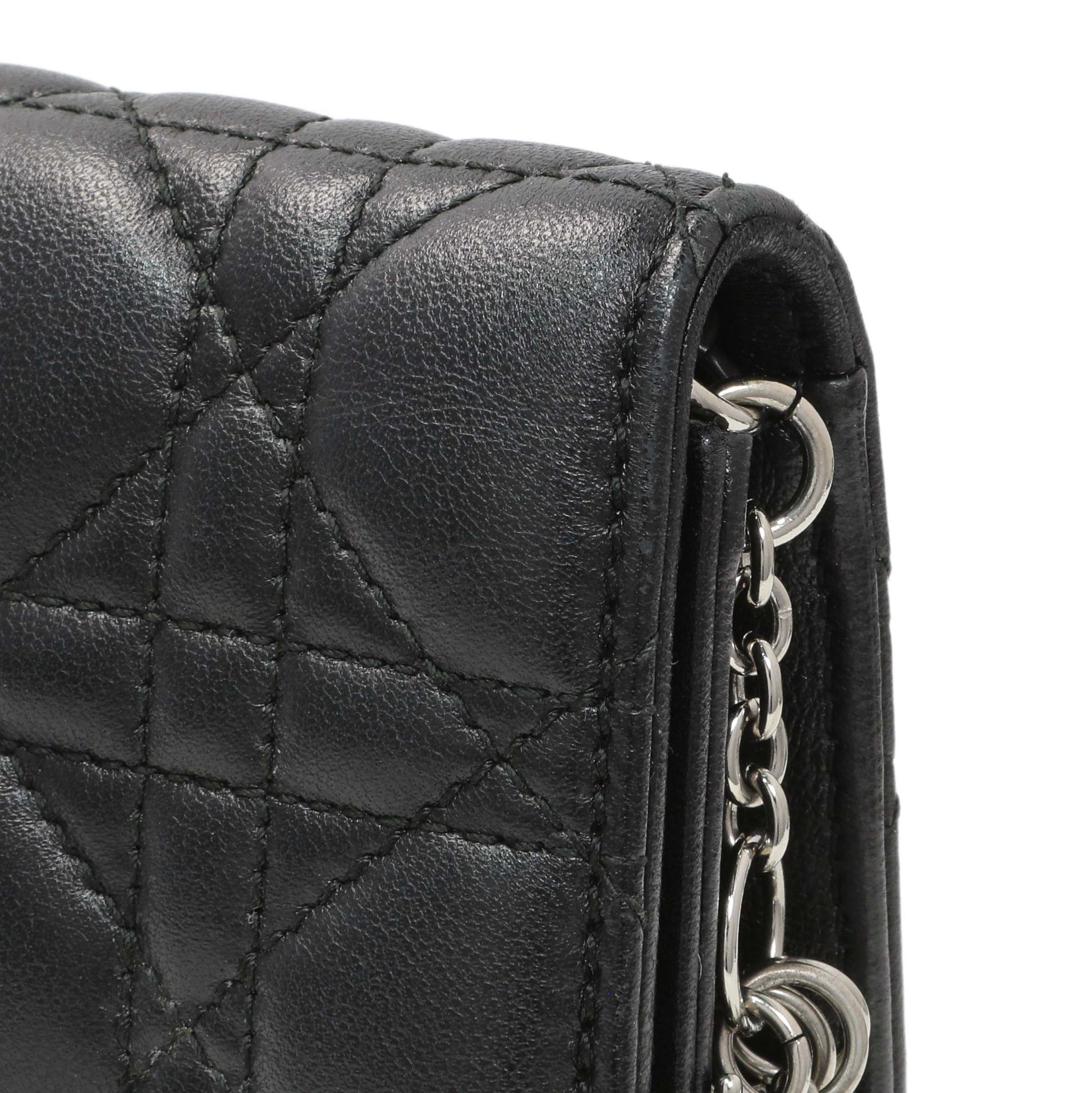 Exclusive Christian Dior Black Lambskin Cannage Lady Dior Convertible Clutch — Alternate View 11
