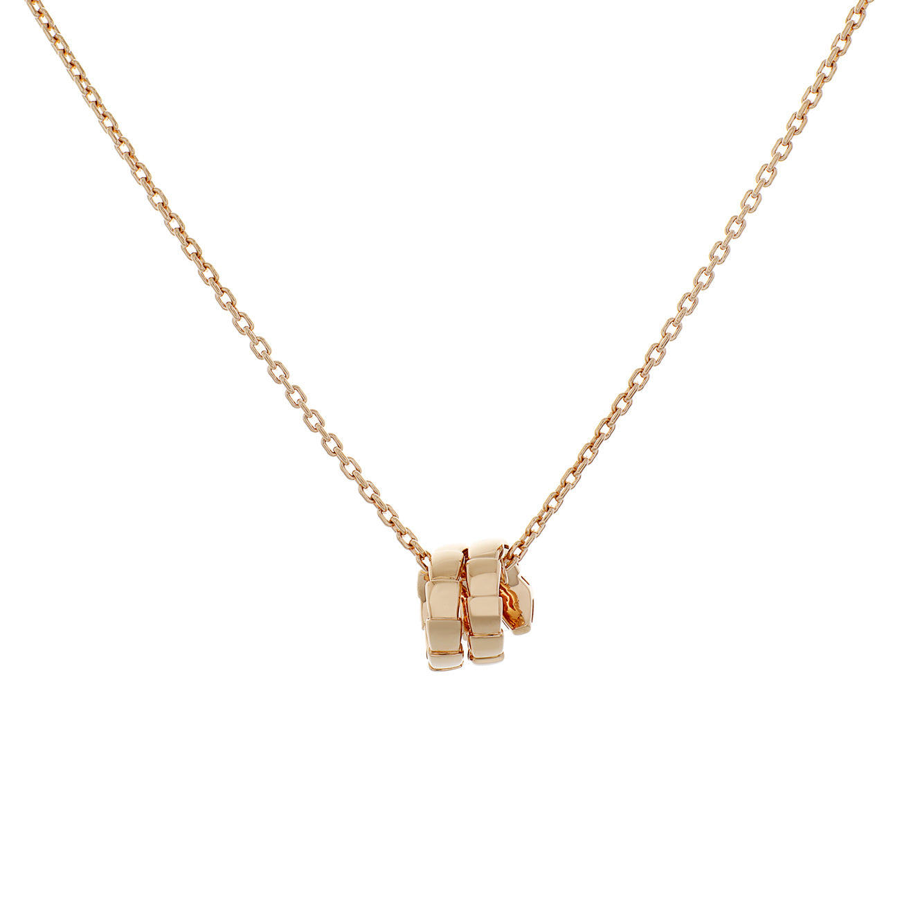 Exclusive Bulgari 18K Rose Gold Diamond Serpenti Viper Necklace — Side View
