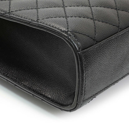 Exclusive Saint Laurent Grain De Poudre Textured Mixed Matelasse Triquilt Medium Monogram Satchel — Lifestyle View