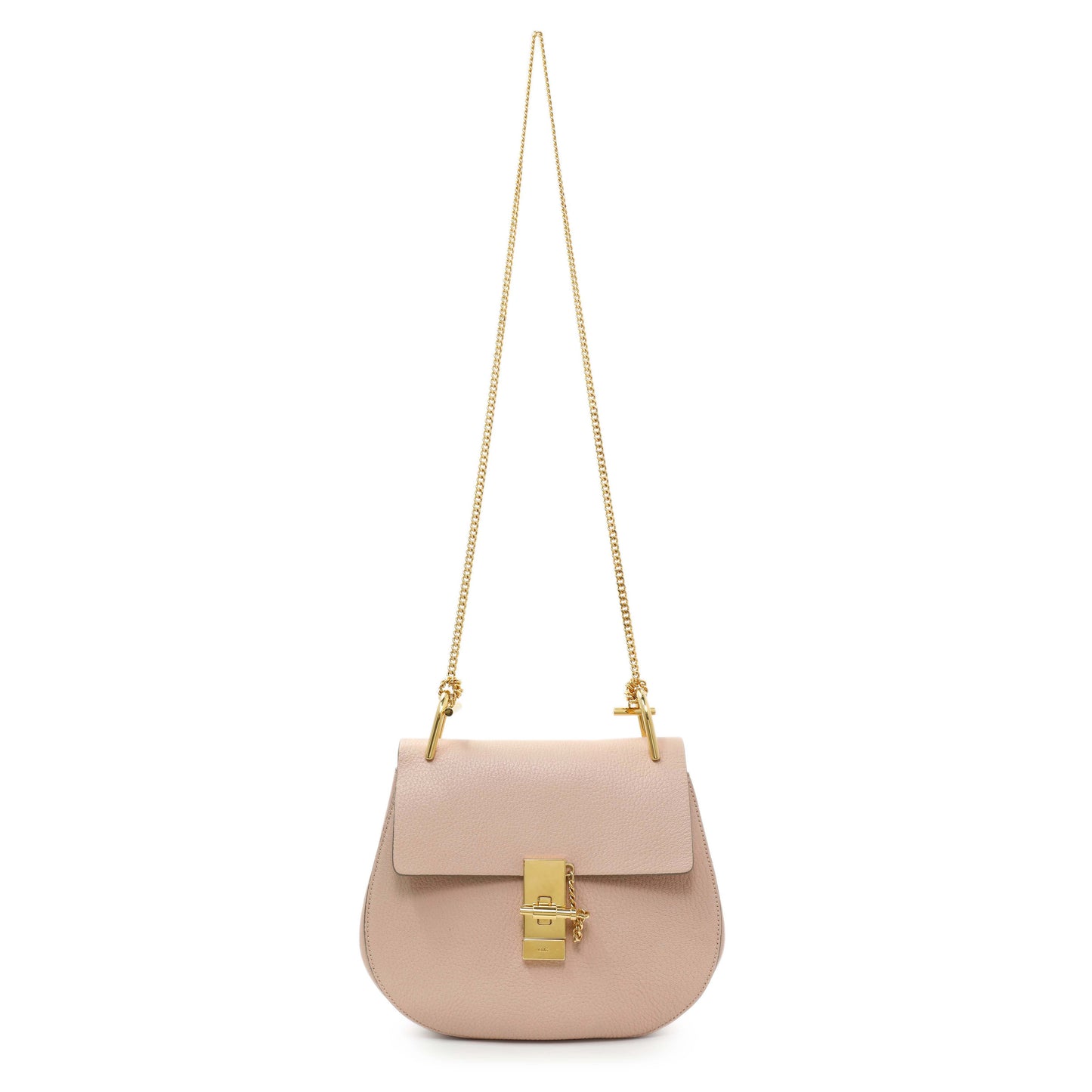 Exclusive Chloe Pink Grained Lambskin Drew Shoulder Bag — Front View