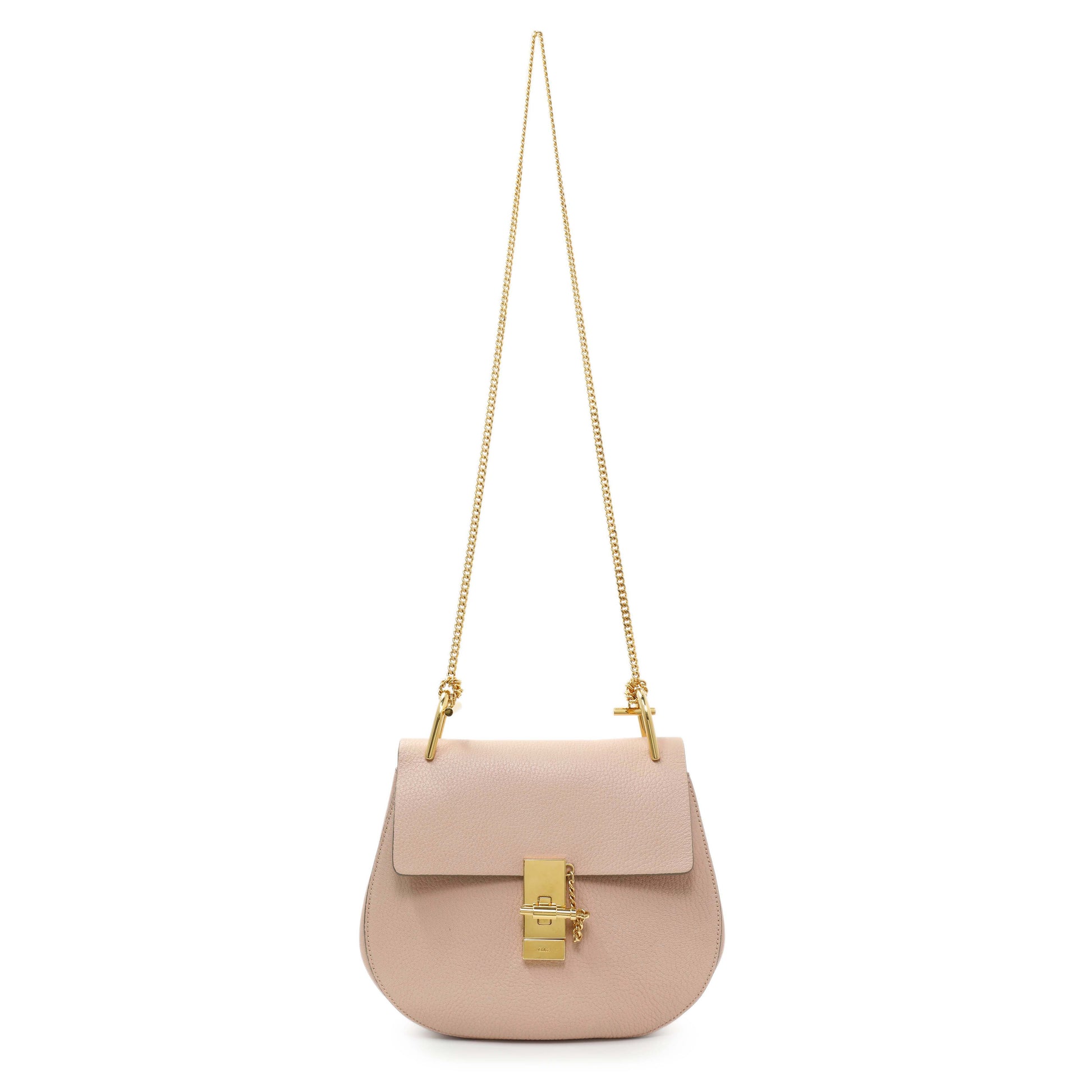 Exclusive Chloe Pink Grained Lambskin Drew Shoulder Bag — Front View