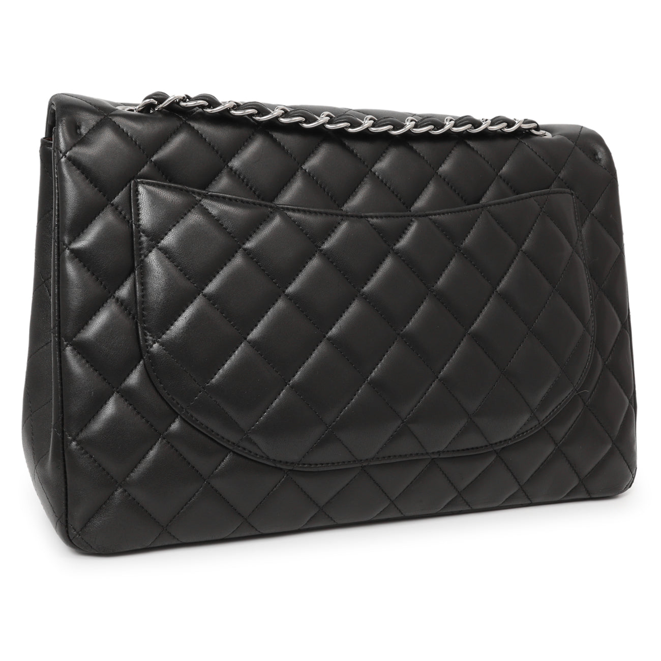 Exclusive Chanel Black Quilted Lambskin Maxi Single Flap — Side View